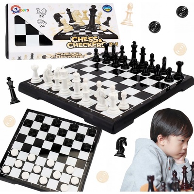 Teddies Šachy + dáma plast společenská hra v krabici 29x14,5x4cm