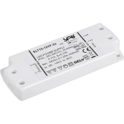 Self Electronics SLT15-12VF-2S napájecí zdroj pro LED, LED driver konstantní napětí 15 W 1.25 A 12 V/DC montáž na nehořl