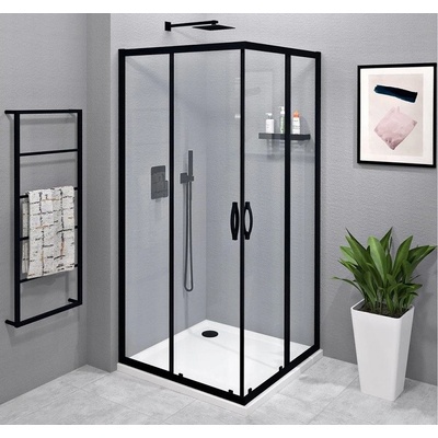 Gelco SIGMA SIMPLY BLACK štvorcová sprchová zástena 1000x1000 mm, rohový vstup, číre sklo