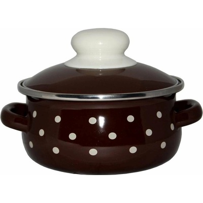 Metalac Kastrol hnědý puntík mělký kastrol Elegant s poklicí 12 cm 0,8 l