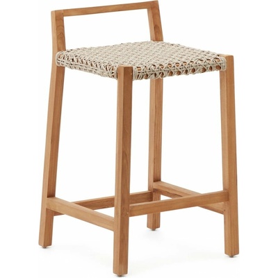 Kave Home Giverola 67,5 cm s výpletem Teaková zahradní barová židle