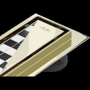Mexen Flat M13 линеен сифон 2в1 130 см, златен - 1510130 (1510130)