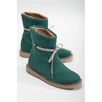 Moda Trend Дамски велурени боти с противоплъзгаща подметка - Зелени #364667 (364667_Зелен)