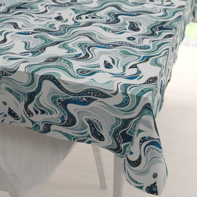 Biante bavlna obdélníkový ubrus Sandra SA-587 Modro-zelené designové vlnky na mintovém 100x140cm