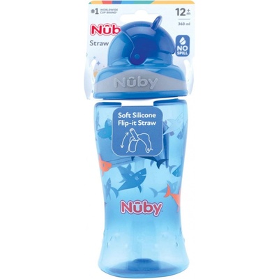 Nuby hrnek netekoucí se sklápěcí brčkem modrá 360 ml