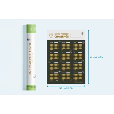 Stírací plakát "Roční výzva" - One Year Challenge Poster