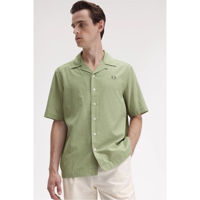 Fred Perry Риза с къс ръкав Fred Perry Men's Gingham Short Sleeve Shirt - Olive Mint X88