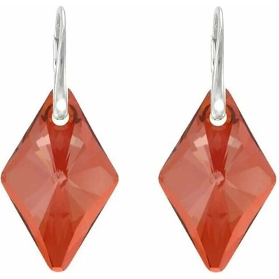 Swarovski Elements Rhombus krystal XXL 27 mm Stříbrné masivní náušnice visací červeno oranžové kosočtverce 51032.3