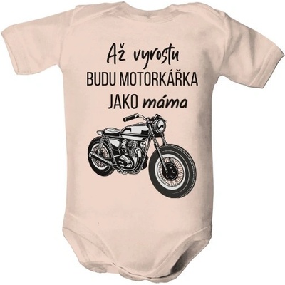 Dětské body Organic s potiskem Až vyrostu budu motorkářka dětské Světle růžová