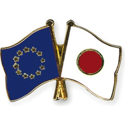 Odznak (pins) 22mm vlajka EU + Japonsko - barevný
