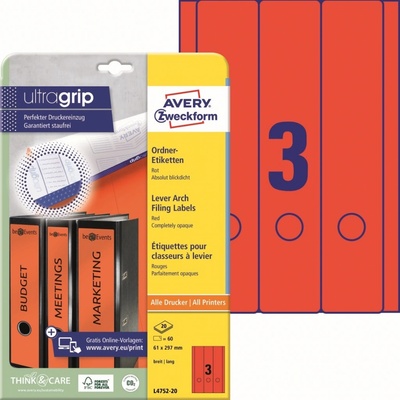 Avery Zweckform 20 listů, A4, červené L4752-20