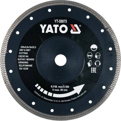 Yato Kotouč řezný diamantový 230 x 22,2 x 2 mm YT-59975