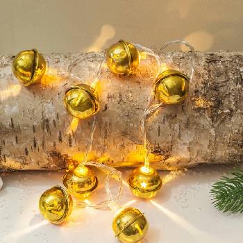 Solight 1v272 - LED гирлянд, 10 LED, захранване с 2x AA, топла бяла светлина, 1, 8 m, с малки камбанки (SL1541)