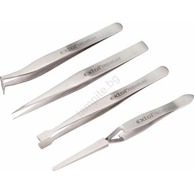Extol Premium - К-кт пинсети от неръждаема стомана 4 бр (MB0378)