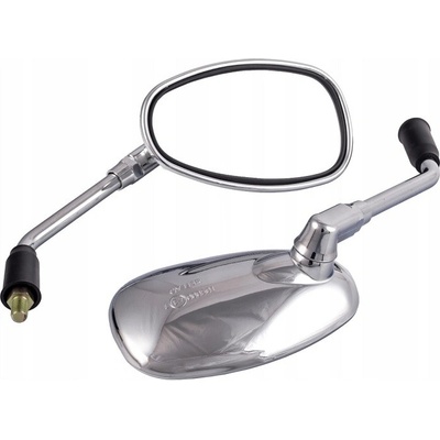 zrcátko zpětné - oválné chrom skútr/moto M10x1,25 P+L závit - homol. E7