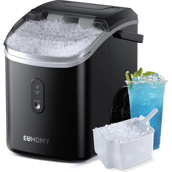 EUHOMY Ice Cube Machine, 15kg/24h, Production in 6 Minutes, Crushed Ice Maker, Nuggets Ice, Automatic Cleaning, 120W Table Ice Cube Machine, Infrared Sensor, Energy Efficient, Black - B0CSYGQPW2