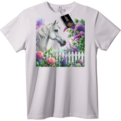 NOONEBRAND Тениска Кон и Цветя Градина - XXS, Black