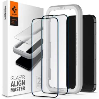 Apple Стъклен протектор Spigen GLAS. tR AlignMaster Apple iPhone 12/12 Pro Black - 2 бр