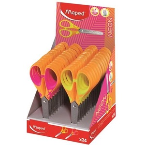 Maped Ножица, дисплей, училищна, 13 см, MAPED "Soft Neon", смесени цветове 464401 (464401)