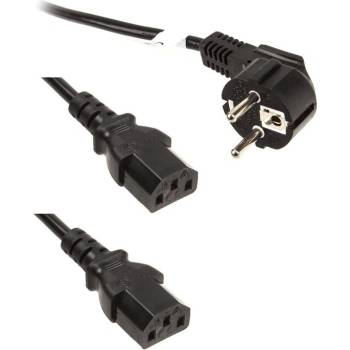InLine 4043718012886 захранващ кабел Черен 1, 8 м Захранващ щепсел тип F 2 х C13 разклонител (16653) (16653)