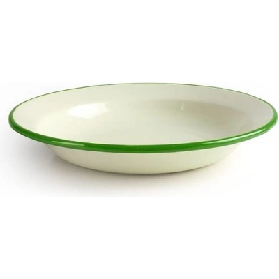 Ibili Smaltovaný tanier hlboký 22 cm so zeleným okrajom