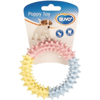 Duvo Plus Small - Дентална играчка за подрастващи кучета във форма на ринг, 11 см