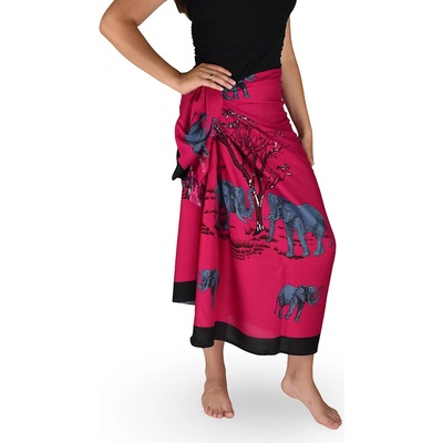 Thajsko Sarong Pareo REN slony malinová