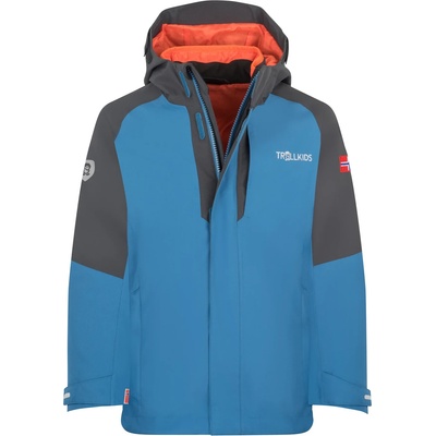 TROLLKIDS Детско 3-в-1 яке Trollkids Kid's Skanden 3in1 Jacket 3-in-1 jacket - Nordic Blue / Black / Flame Orange - размер 98 (EU) (703-2832-0712)
