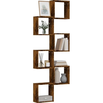 vidaXL стенни кубични рафтове 6 бр. опушен дъб 30x15x30 cm (815881)