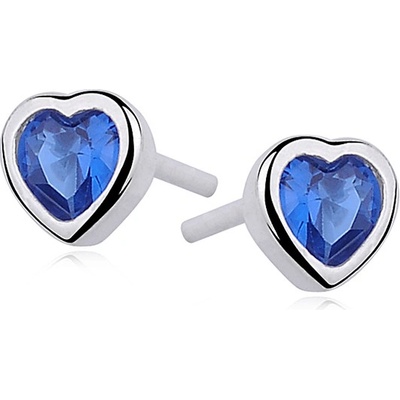 Lunica stříbrné náušnice MODRÉ SRDCE 0027