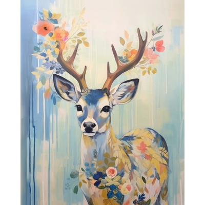 ZUTY Obrazy na stenu - Jeleň v kvetoch Rámovanie: bez rámu a bez vypnutia plátna, Rozmer: 40x50 cm