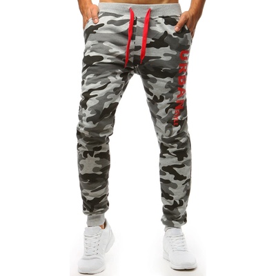 Dstreet pánské teplákové kalhoty camo UX3515 šedé