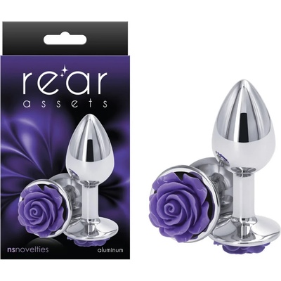Алуминиев анален плъг, лилава роза, 7, 6см. - Rose Buttplug Small (NSTOYS0879)