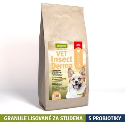 Yoggies Vet Insect Derma s hmyzím proteinem Minigranule lisované za studena s probiotiky 10 kg