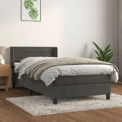 vidaXL 3130986 Boxspring postel s matrací samet / barva Tmavě šedá
