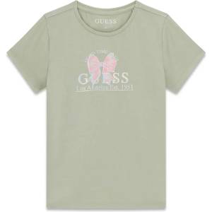 GUESS Тениска в зелен цвят за момиче с розова панделка Guess