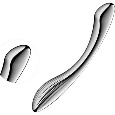 Satisfyer Pure Gravity 1 vroubkované ocelové dildo stříbrné