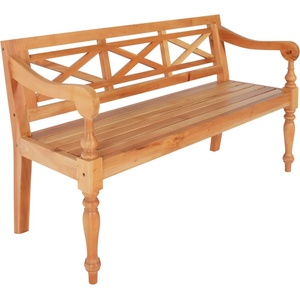 vidaXL Пейка Батавия, 123 см, махагон масив, светлокафява (337078)