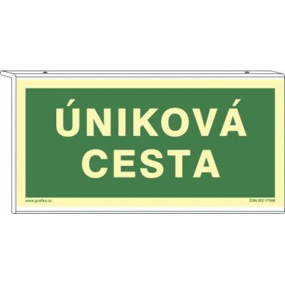 Grafiko | Úniková cesta (montáž na strop) - Text obrázku oboustranný, Materiál Hliník, Rozměr 200x100mm