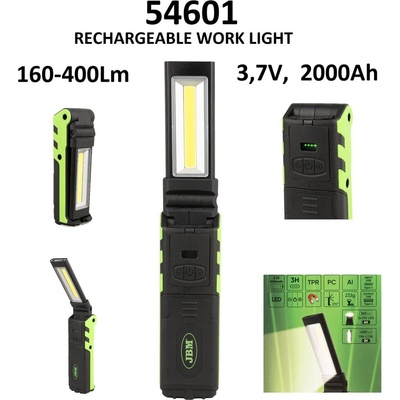 JBM Акумулаторна сгъваема LED лампа 160-400Lm, 3.7V, 2000mAh , JBM 54601
