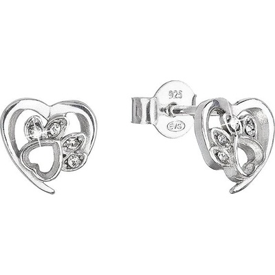 Evolution Group strieborné náušnice kôstky s kryštálmi Swarovski psie labky 31307.1