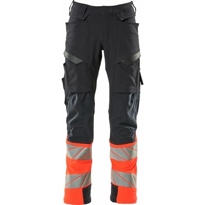 MASCOT ACCELERATE SAFE 19179-511-10222 Reflexné bezpečnostné nohavice HI-VIS reflexná červená / tmavomodrá, predĺžená veľkosť
