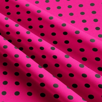 Bavlnená látka, vzor Černá Bodka na Amarantovom podklade 10 mm, metráž 160 cm