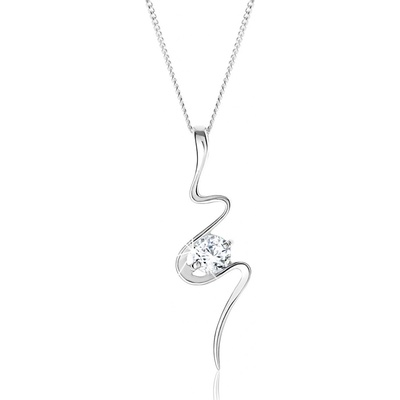 Šperky eshop Stříbrný asymetricky se vlnící stuha čirý zirkon SP54.26