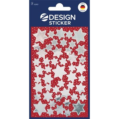 Avery zweckform Стикер, 2 листа, 76x120 mm, AVERY ZWECKFORM, "Z-Design No. 52812", сребърни звезди (52812)