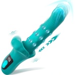 SuperLove Thrusting Stimulating Beads Rabbit Vibrator Teal