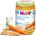 Hipp БИО Рибно меню с моркови, ориз и дива сьомга 8м+ 220г