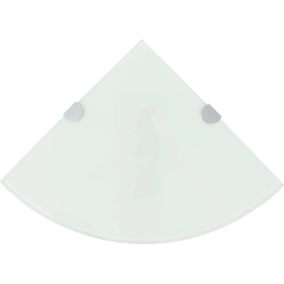 vidaXL Ъглови рафтове, 2 бр, бяло стъкло с държачи хром, 25x25 см (3051598)