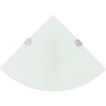 vidaXL Ъглови рафтове, 2 бр, бяло стъкло с държачи хром, 25x25 см (3051598)