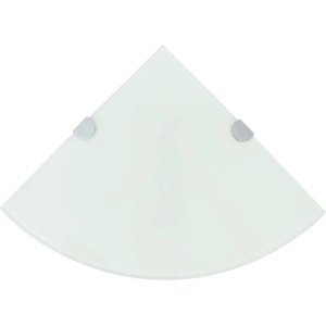 vidaXL Ъглови рафтове, 2 бр, бяло стъкло с държачи хром, 25x25 см (3051598)